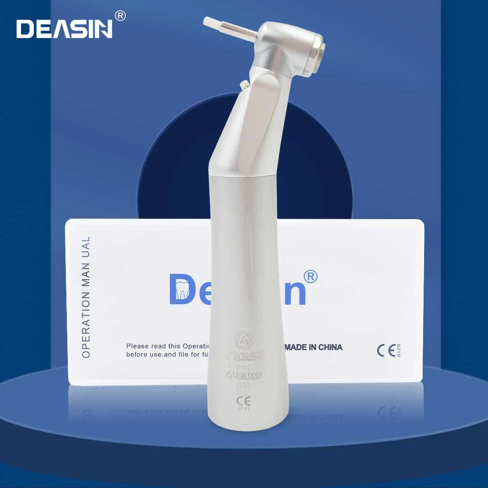 

Deasin Dental Good quality LED contra angle handpiece (inner water spray) 1:1 Ratio low speed handpiece