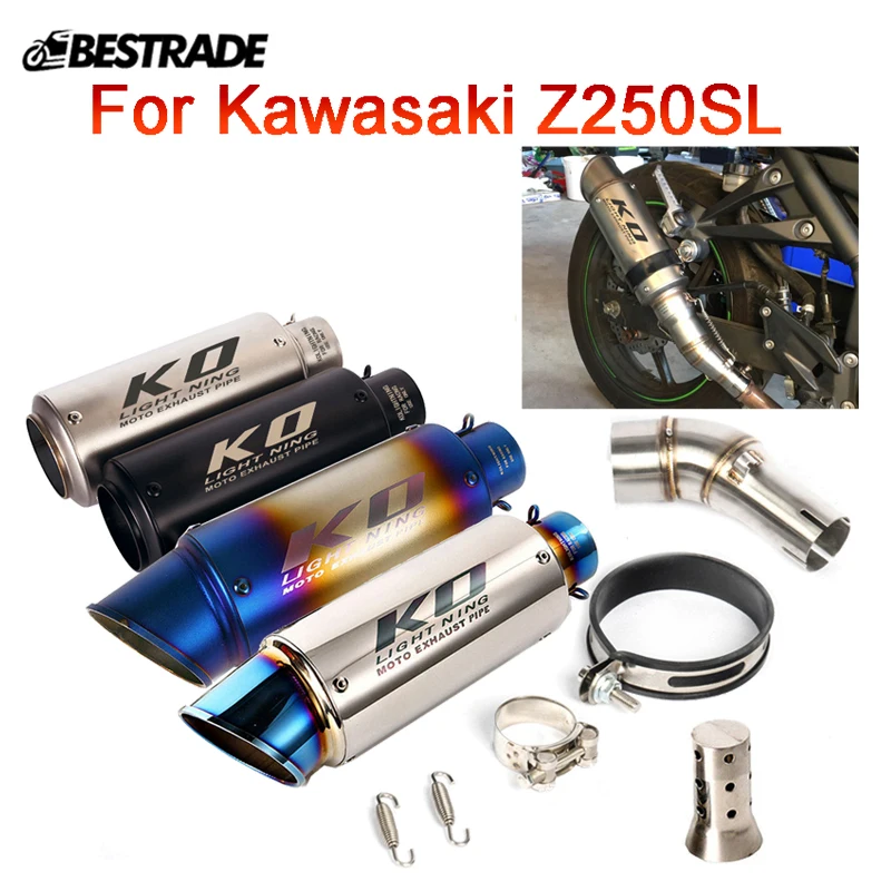 

For Kawasaki Z250SL Motorcycle 245mm 300mm Exhaust Muffler Pipe Escape 51mm Link Mid Connect Tube With DB Killer Stainless Steel