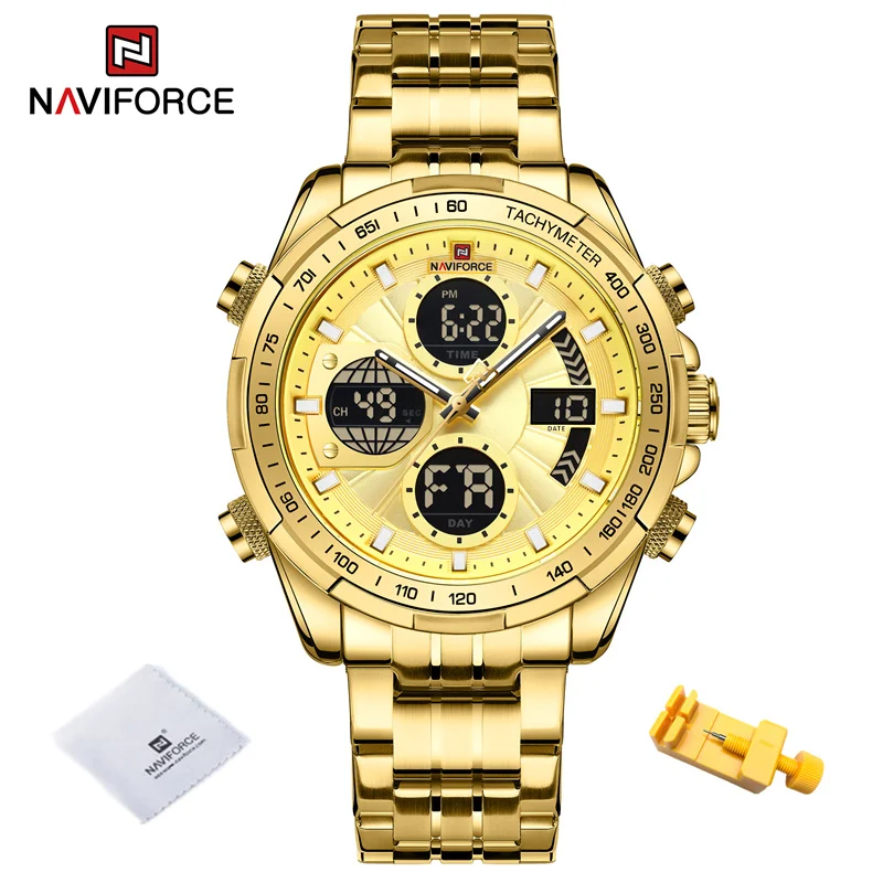 NAVIFORCE Herren-Businessuhren Wasserdichte Armbanduhr Analog Digital Chronograph Quarz Kalender Uhr Relogio Masculino