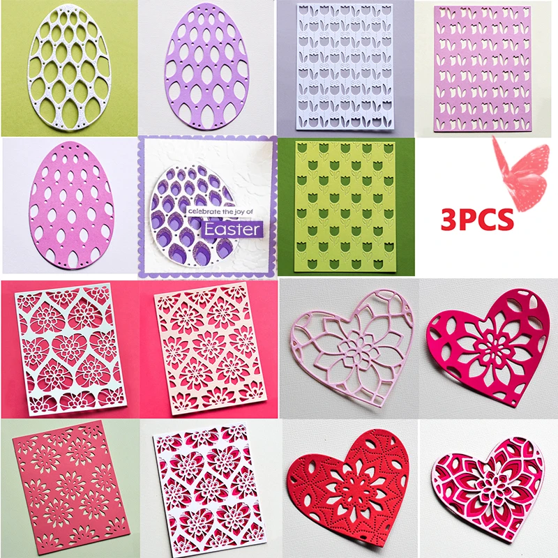 3pcs/set Rectangular Frame Heart-shaped Three-layer Stacking Metal Cutting Dies Christmas For DIY Scrapbooking Album Paper Card