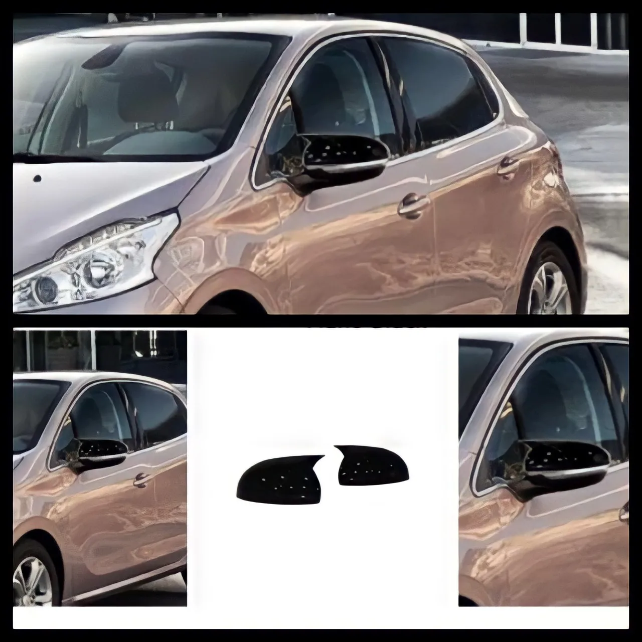 Bat Style Mirror Cover For Peugeot 208 Car Accessories 2 Pieces Cover Glossy Black Shields Exterior Parts Sport 2012 2018