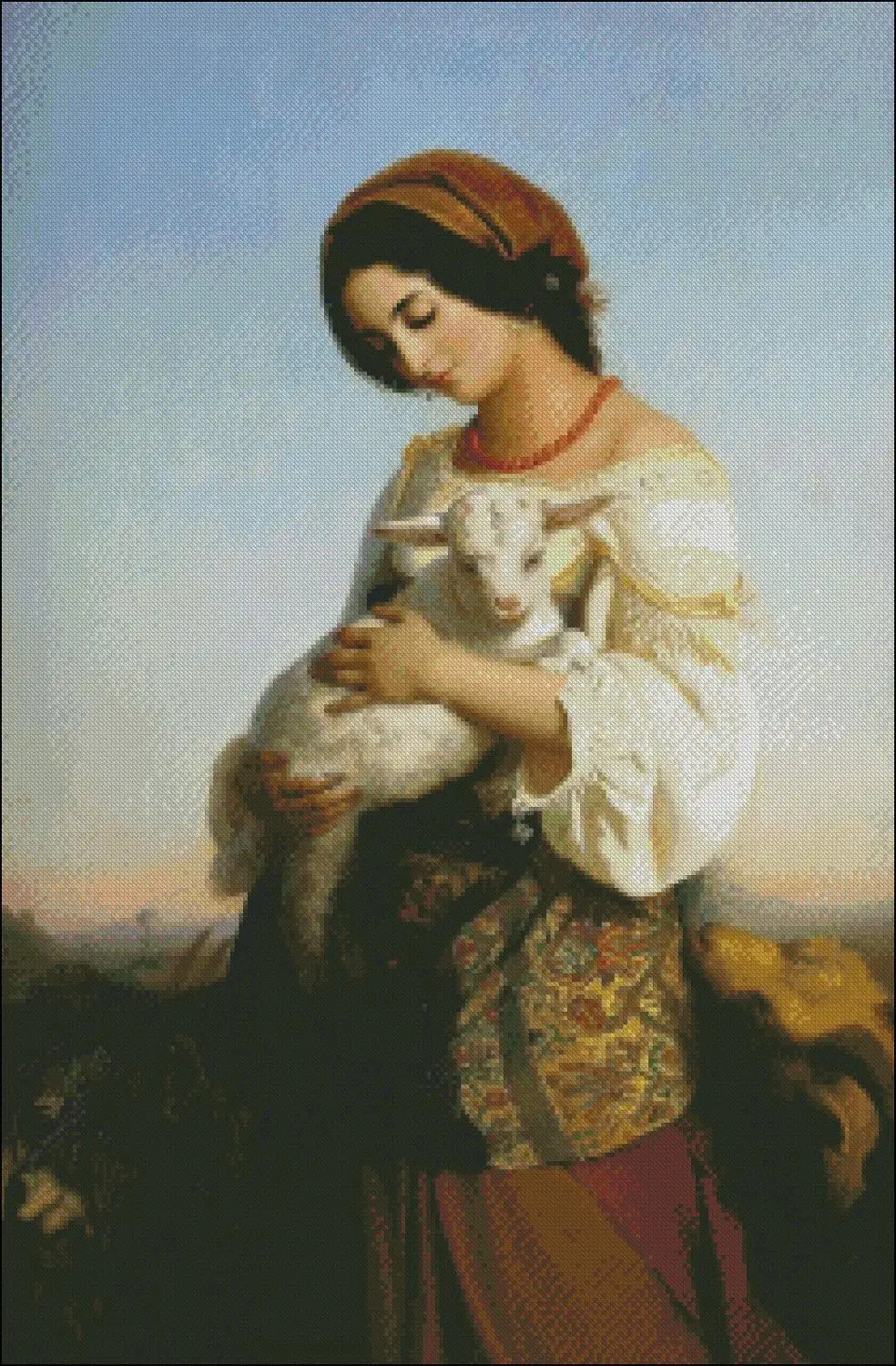 The Italian Shepherdess - Counted Cross Stitch Kits - DIY Handmade Needlework for Embroidery 14 ct Cross Stitch Sets DMC Color