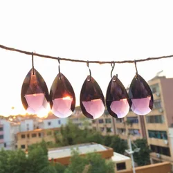 Camal 5PCS Violet Color 38mm Teardrop CRYSTAL Glass Beads DIY Chandelier Pendant Part Lamp Prisms Jewellery Hanging Decoration