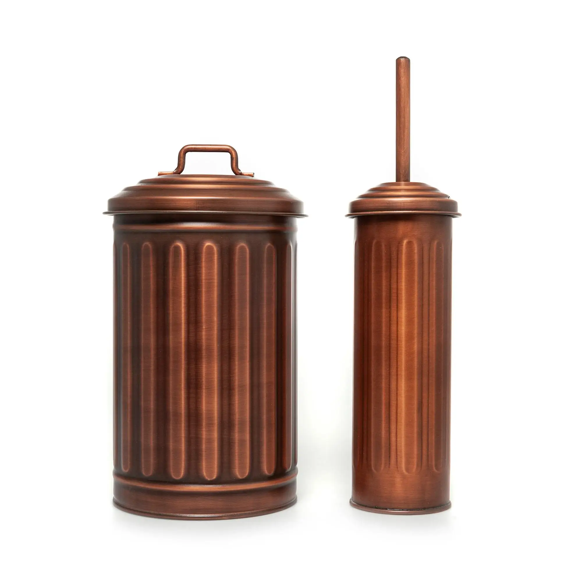 Copper Metal Toilet WC Bathroom Accessories Sets Toilet Brush Trash Can Bin Waste Container Organizer Vintage Decorative