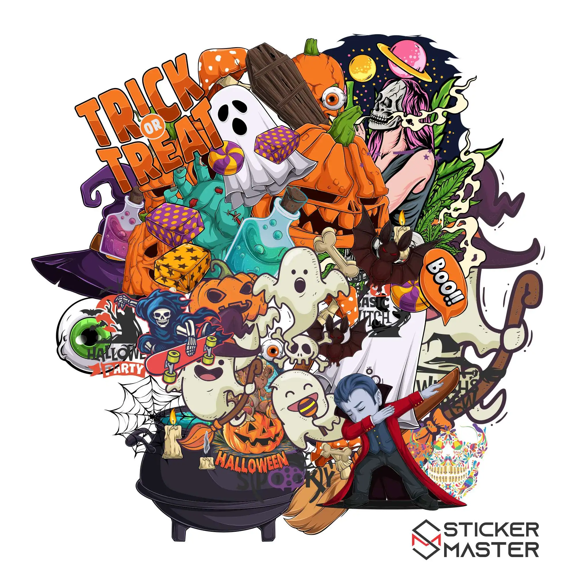 Sticker Master Halloween 60 PCS Stickers for Water Bottles, Cute Vinyl Waterproof Aesthetic Stickers, Cool Stickers for Hydrofla