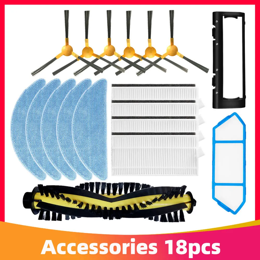 Compatible con Ikhos Create NetBot S15 Neatsvor X500 Tesvor X500 Pro Cepillo principal lateral Filtro HEPA Paño de fregado Pieza de repuesto para