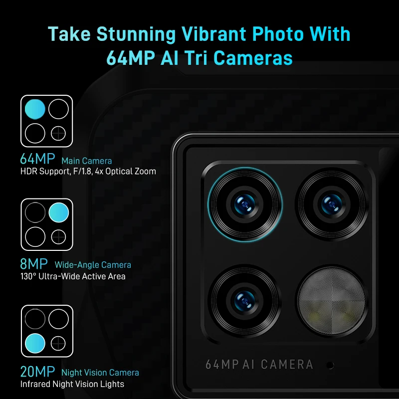 DOOGEE V20 هاتف قوي بشاشة مقاس 6.43 بوصة بتقنية FHD AMOLED شاشة عرض خلفية مبتكرة هاتف قوي سعة 8 + 256 جيجابايت وكاميرا بدقة 64 ميجابكسل بطارية 6000 مللي أمبير في الساعة #5