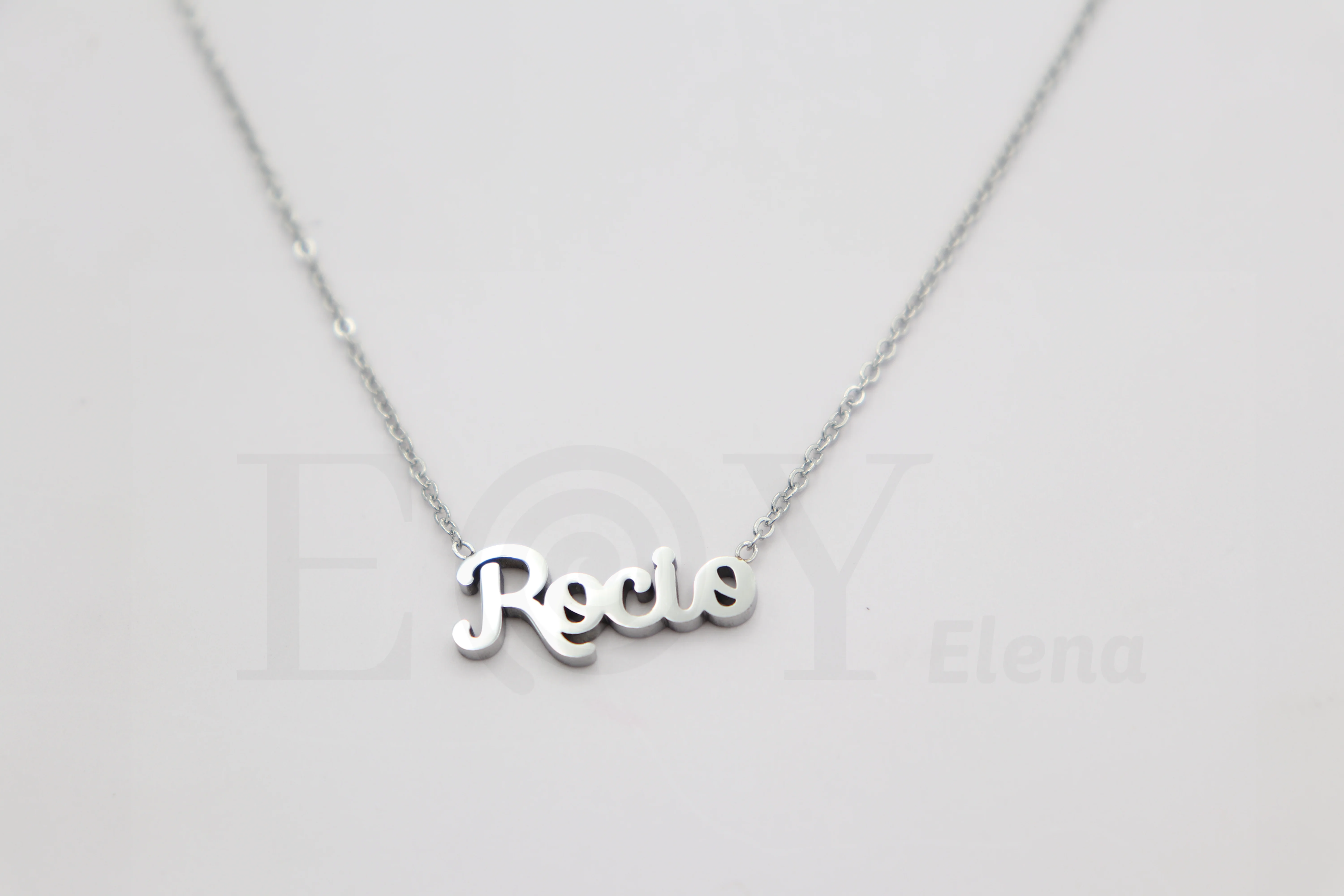 Collar De Acero Inox Con Nombre De Rocio Color Plata Alta Calidad Envió Desde España