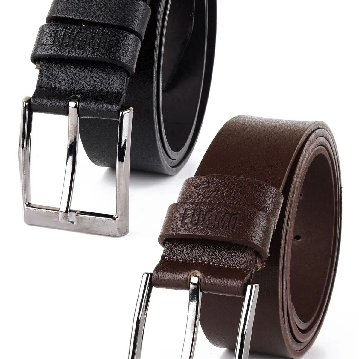 2 PCs Genuine Leather Male Belt 4 Cm Black Brown Fabric And Jeans Compatible Invoiced