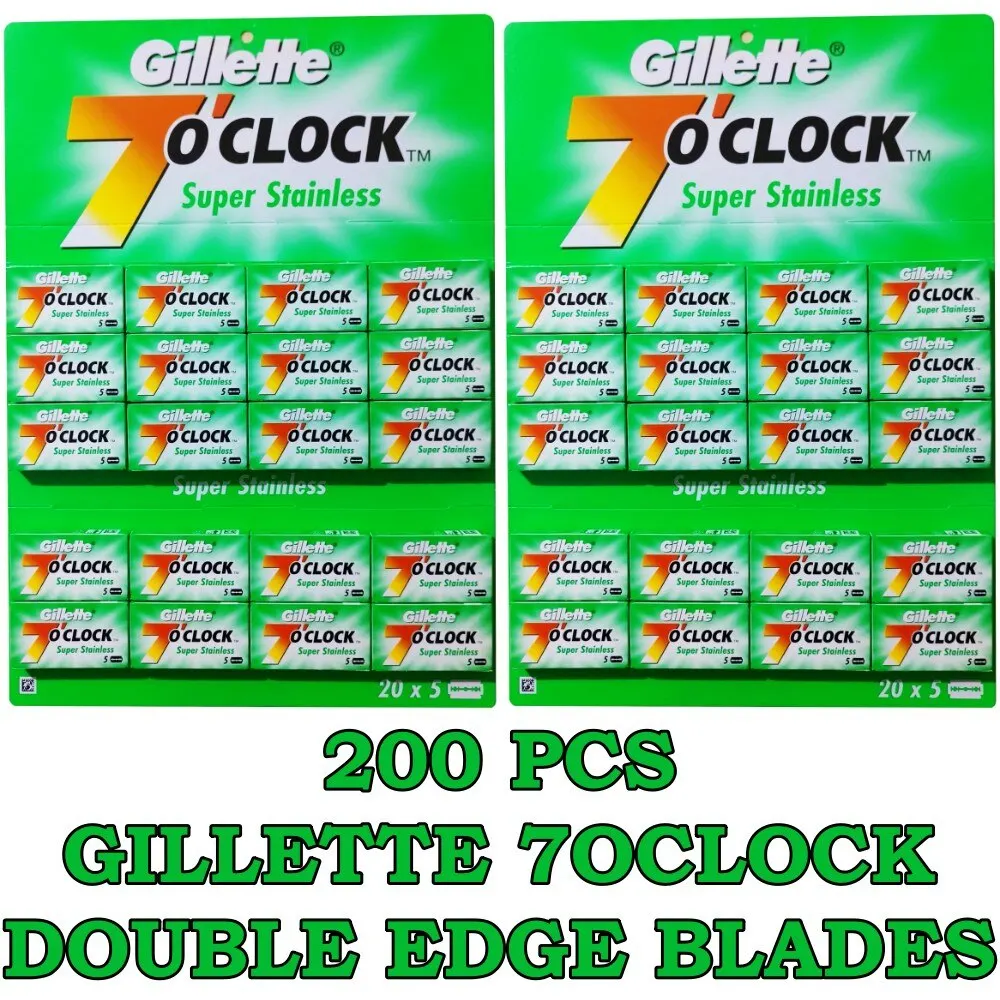 7 O'CLOCK Super Stainless Double Edge Razor Blades 50, 100 and 200 pcs  .