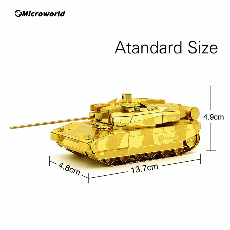 Microworld 3D Metal Puzzle Games Modern Battle Tank Kits Laser Cutting DIY Jigsaw Christmas Toys Birthday Gifts For Adult