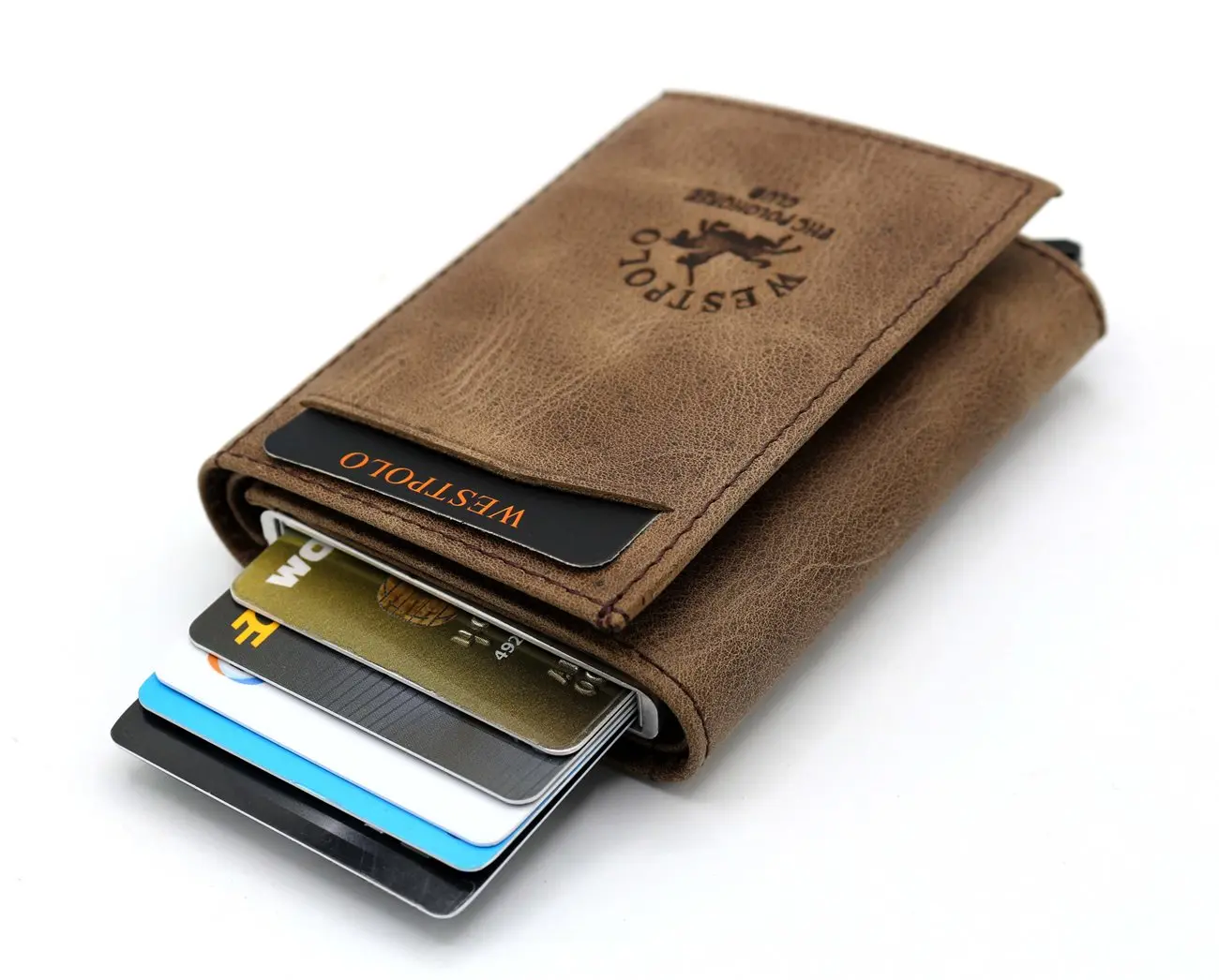 Men's Wallet 100% Genuine leather card holder business id credit  West polo vintage carteira masculina tarjetero hombre 카드지갑