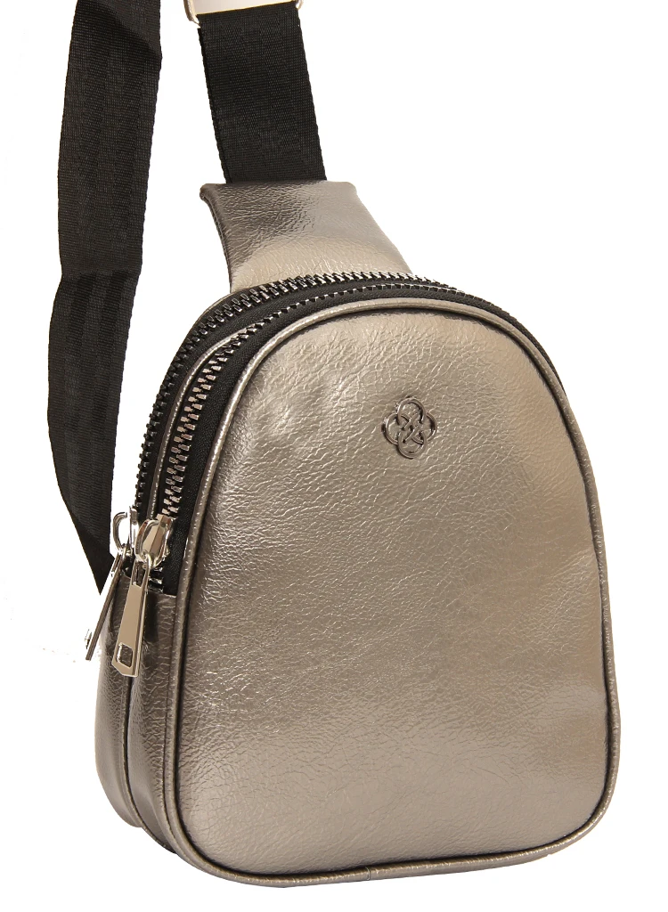 Sac à bandoulière en cuir Vintage pour femmes, sac à bandoulière et de poitrine gris, 3303