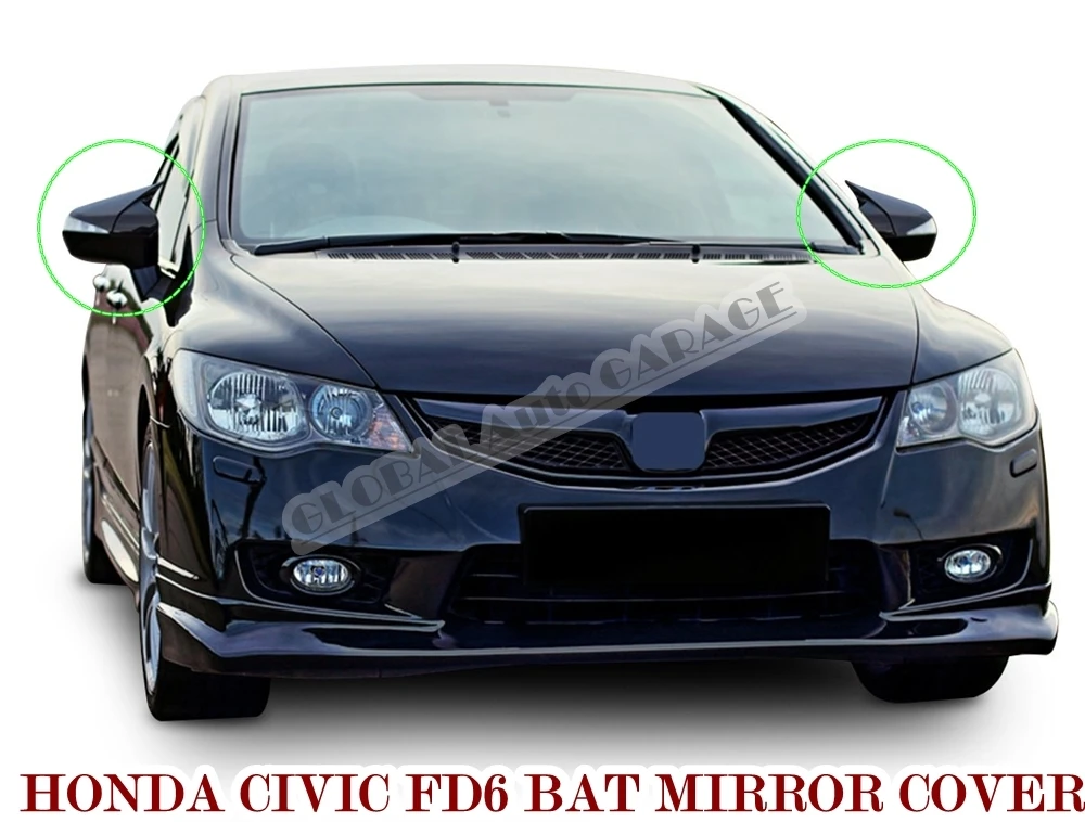 For HONDA CIVIC FD6 Bat Mirror Cover 2006 2007 2008 2009 2010 2011 2012 Glossy Piano Black 2 PCS Wing Car Styling Auto Universal