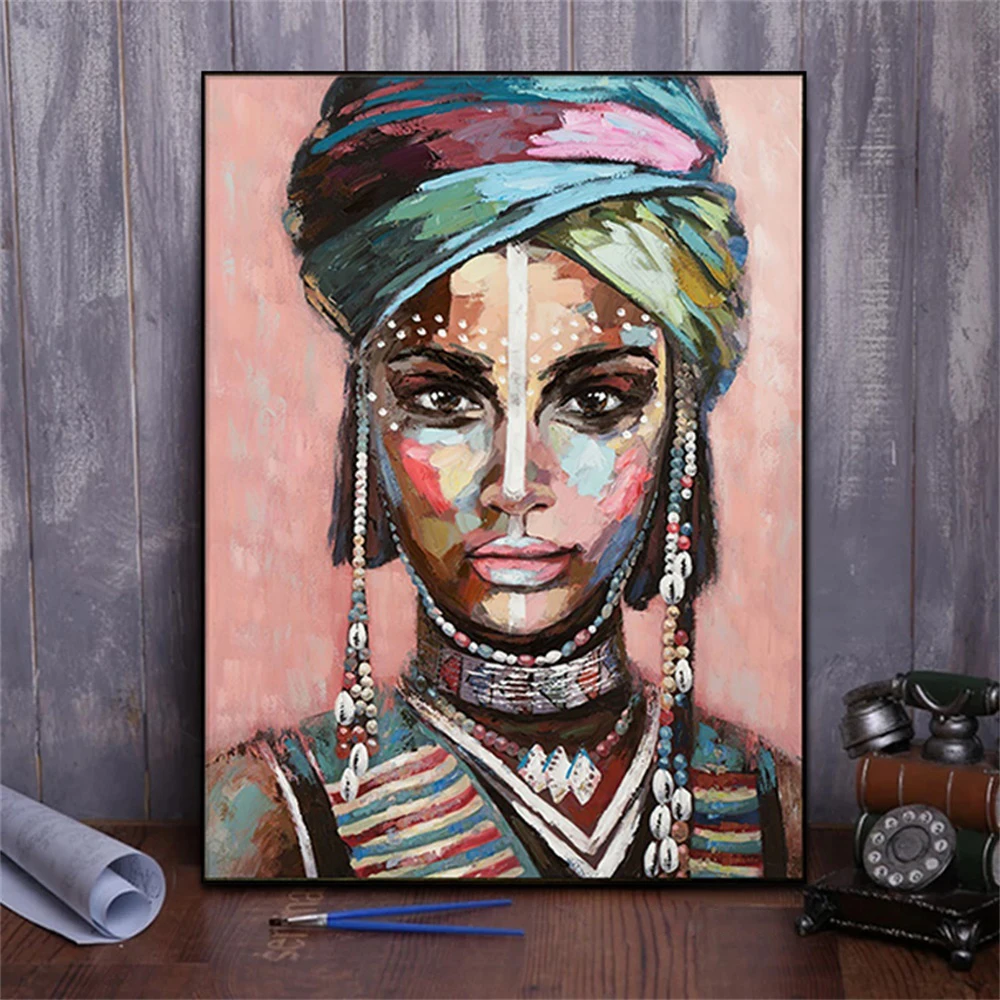 

Graffiti Art African Women With Turban Painting Wall Canvas Poster Print Picture For Living Room Office Home Decor Frameless