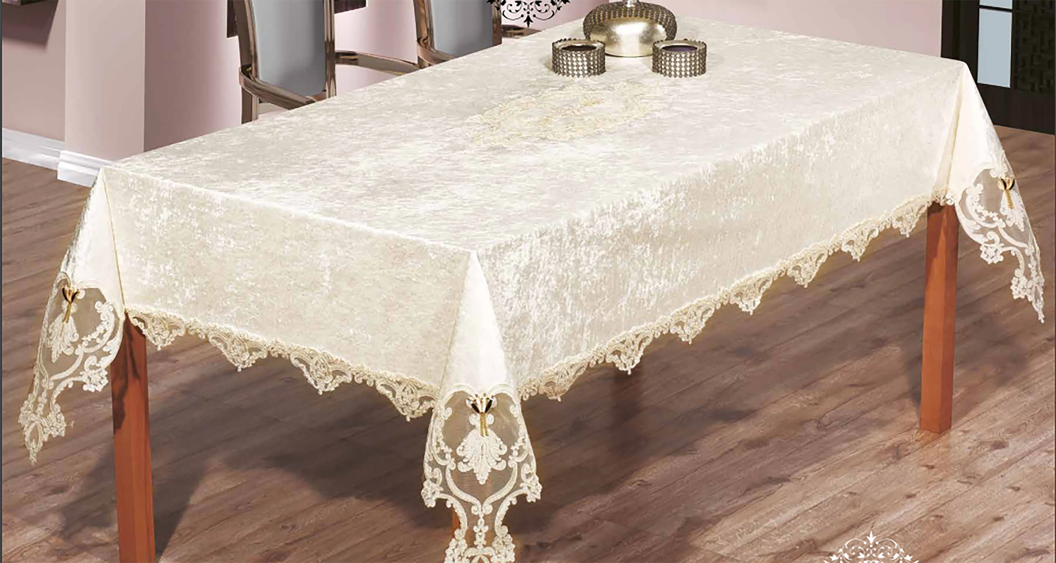 Velvet Fabric French Guipure Luxury Table Cloth Party Special Occasion Home Decor Rectangle Dining Table Hotel Wedding