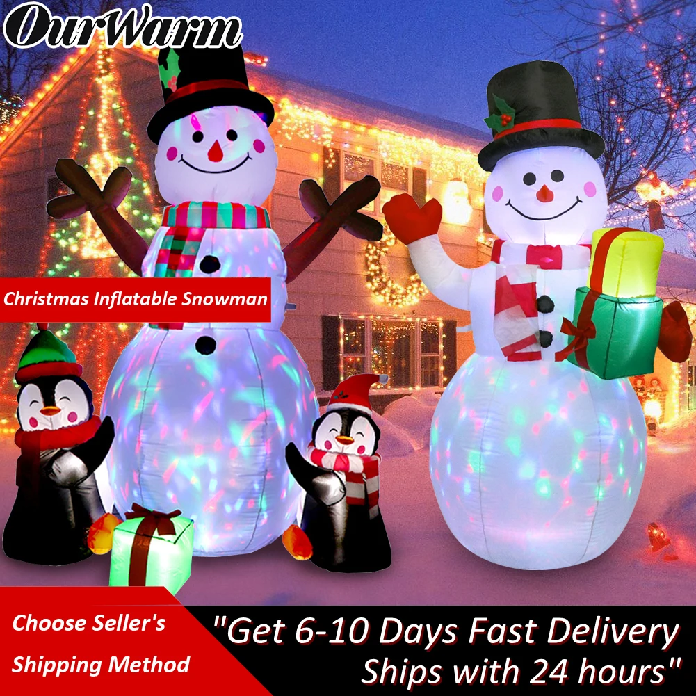 Giant LED Inflatable Snowman Santa Christmas Decoration Airblown Blow Up Outdoor Yard Party Holiday Xmas New Year Lighted Decor