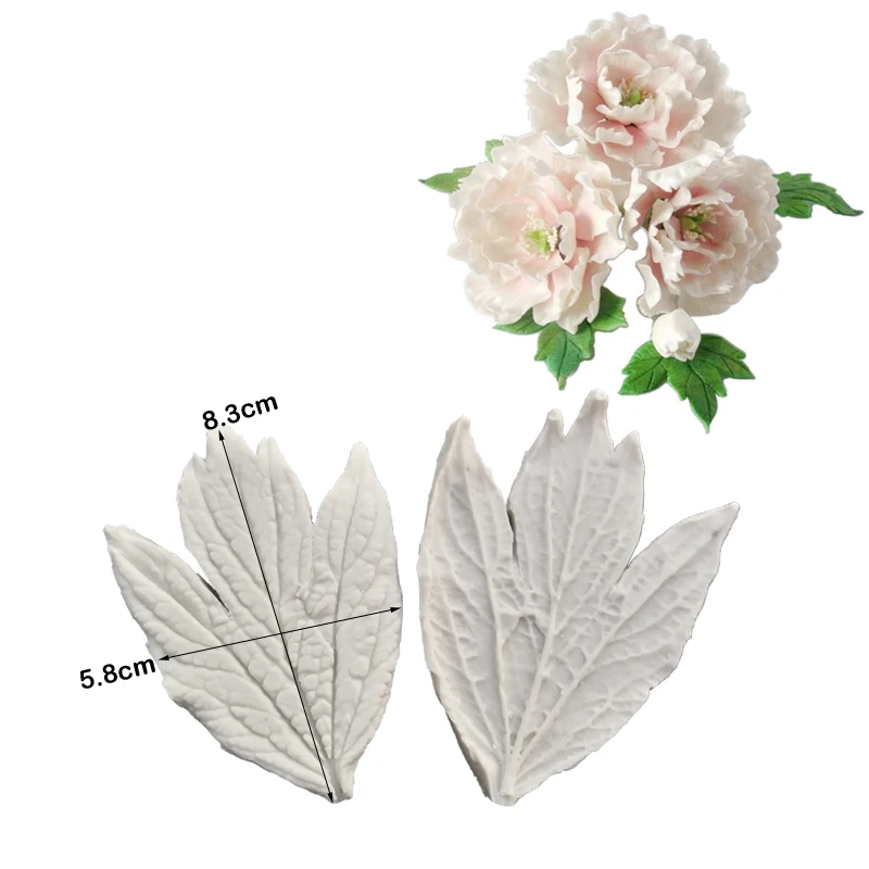 Peony Leaf Veiners Silicone Mold Fondant Wedding Cake Decorating Tools Polymer Clay Candy Chocolate Gumpaste Press Mold M2497