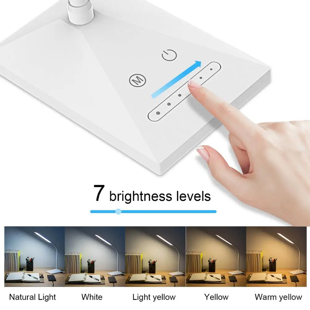 KEXIN 72 LED Touch Sensor Desk Lamp Touch 5 Modes Table Light Eye-Caring Reading Lamp