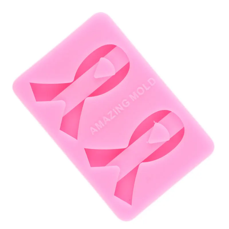 Ribbon Breast Cancer Straw Topper Silicone Mold Craft Keychain Epoxy Resin Molds Chocolate Candy Fondant Cake Decorating Tools