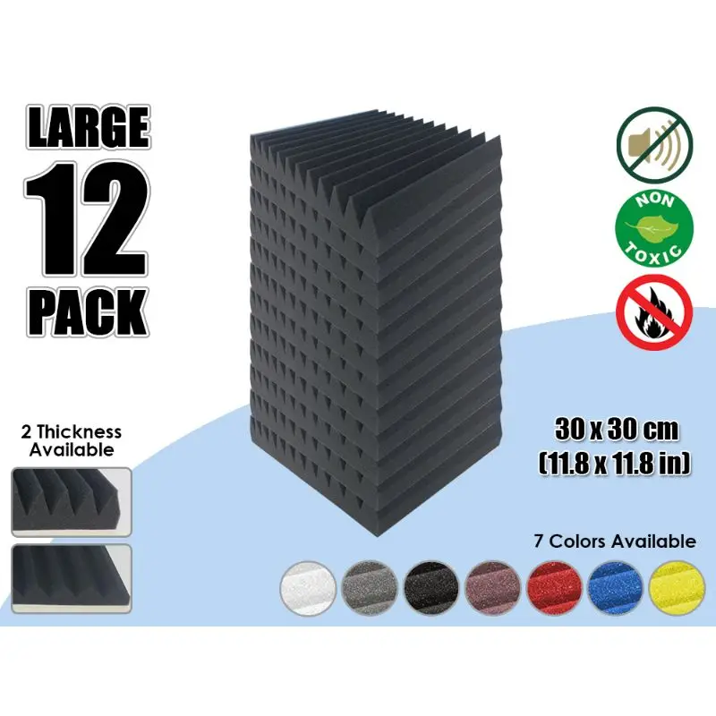 

Arrowzoom 12 pieces 11.8" x 11.8" 12T Multi-Wedge Tile Studio Sound Absorbing Panel Acoustic Foam Treatment AZ1167