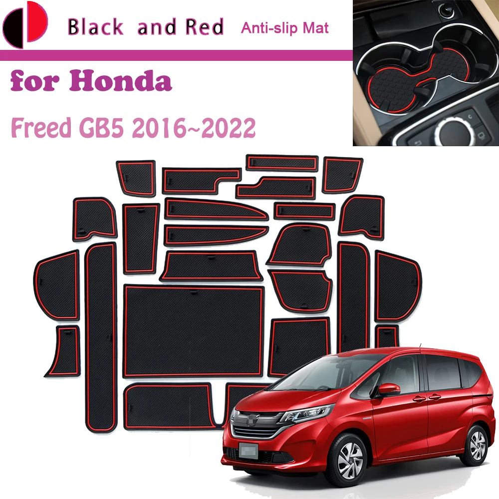 Rubber Anti-slip Mat Door Groove Cup for Honda Freed GB5 GB6 GB7 GB8 2016~2022 Cushion Gate Slot Coaster Car Stickers Accessorie