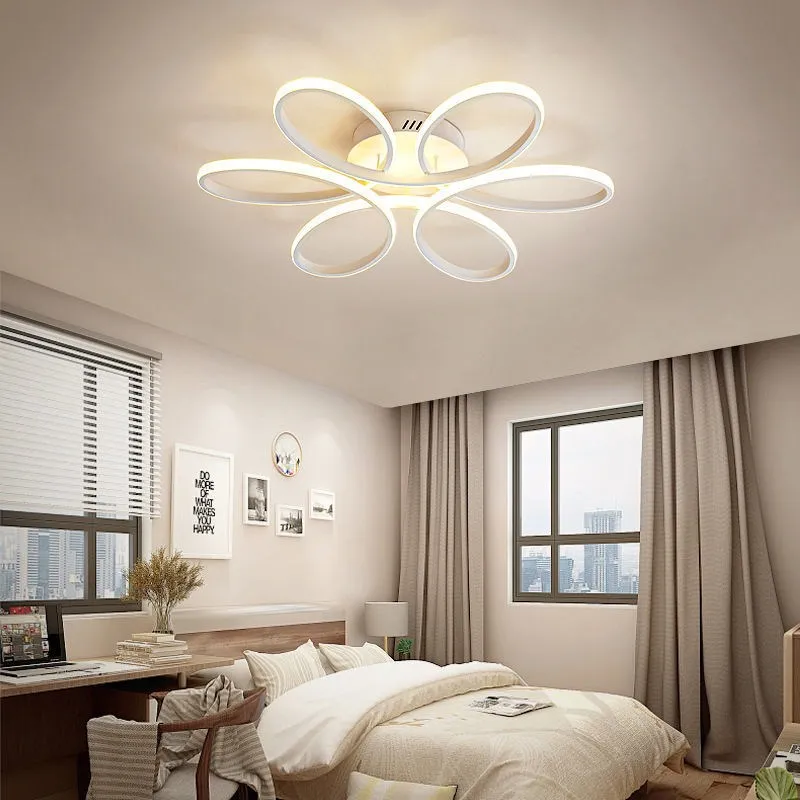 Imagem -03 - Estilo Nórdico Moderno Led Luzes de Teto de Alumínio Flor Lâmpadas para o Quarto Sala Estar Jantar Escritório Design Interior Iluminação Diária