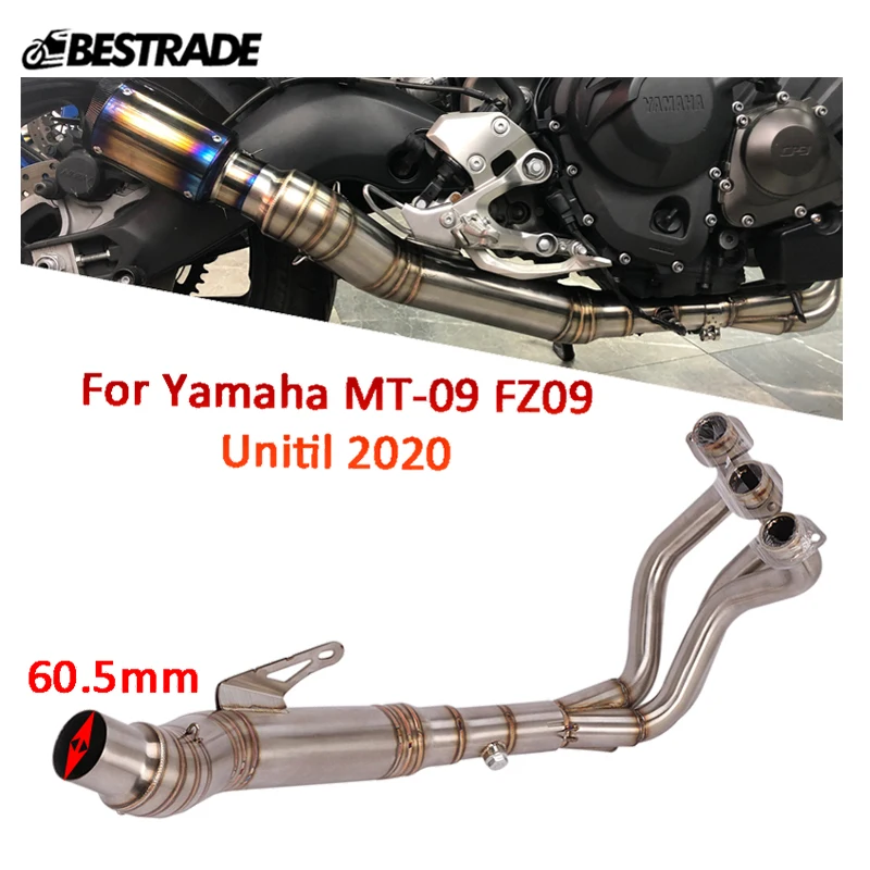 60.5mm Header Pipe For Yamaha MT-09 FZ09 Until 2020 Motorcycle Exhaust Front Mid Link Tube Slip On 60.5mm Mufflers Escape