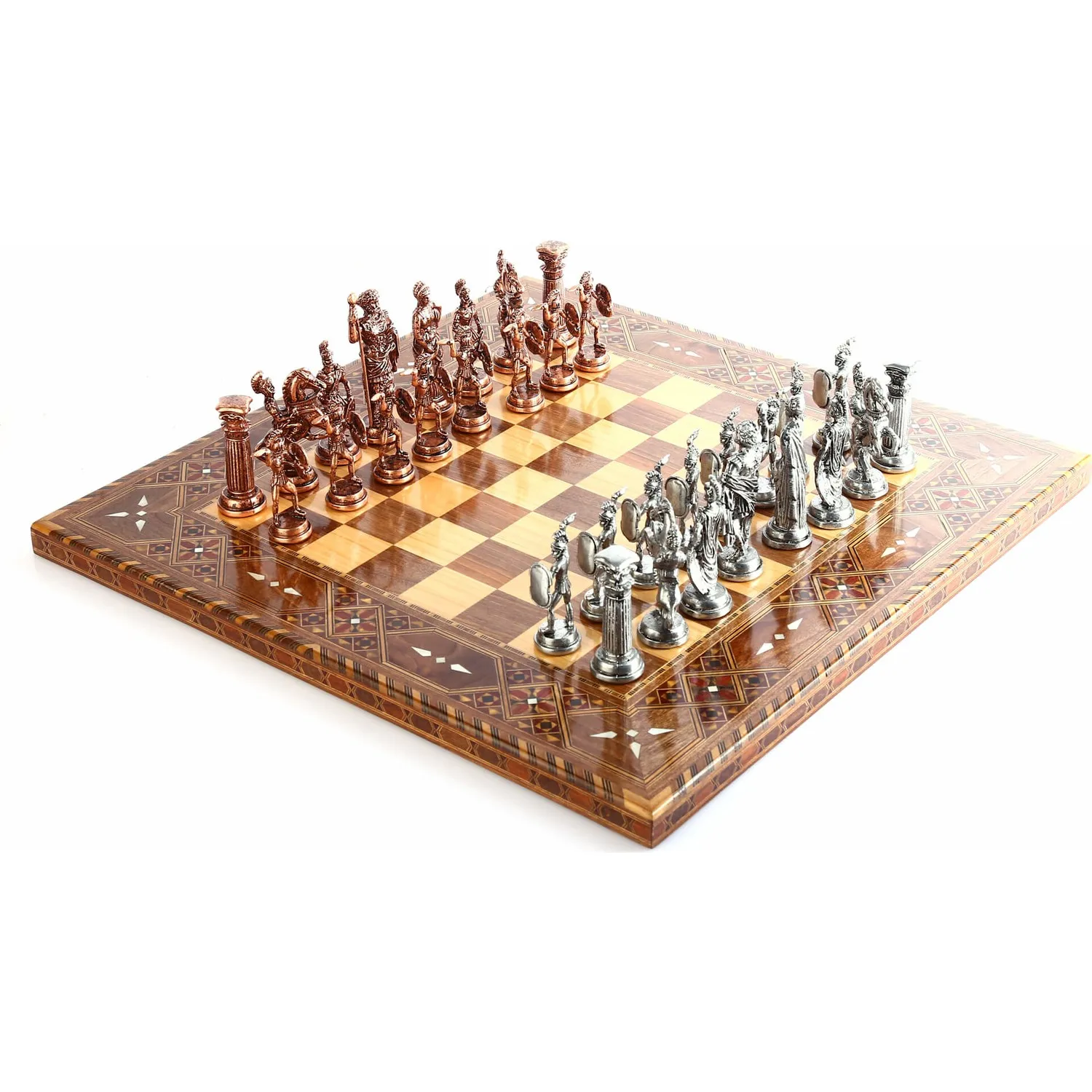 Large Size Metal Roman Chess Set Antique and Handmade Solid Wood Chess Board Luxury and Classy Free Shipping Worldwide