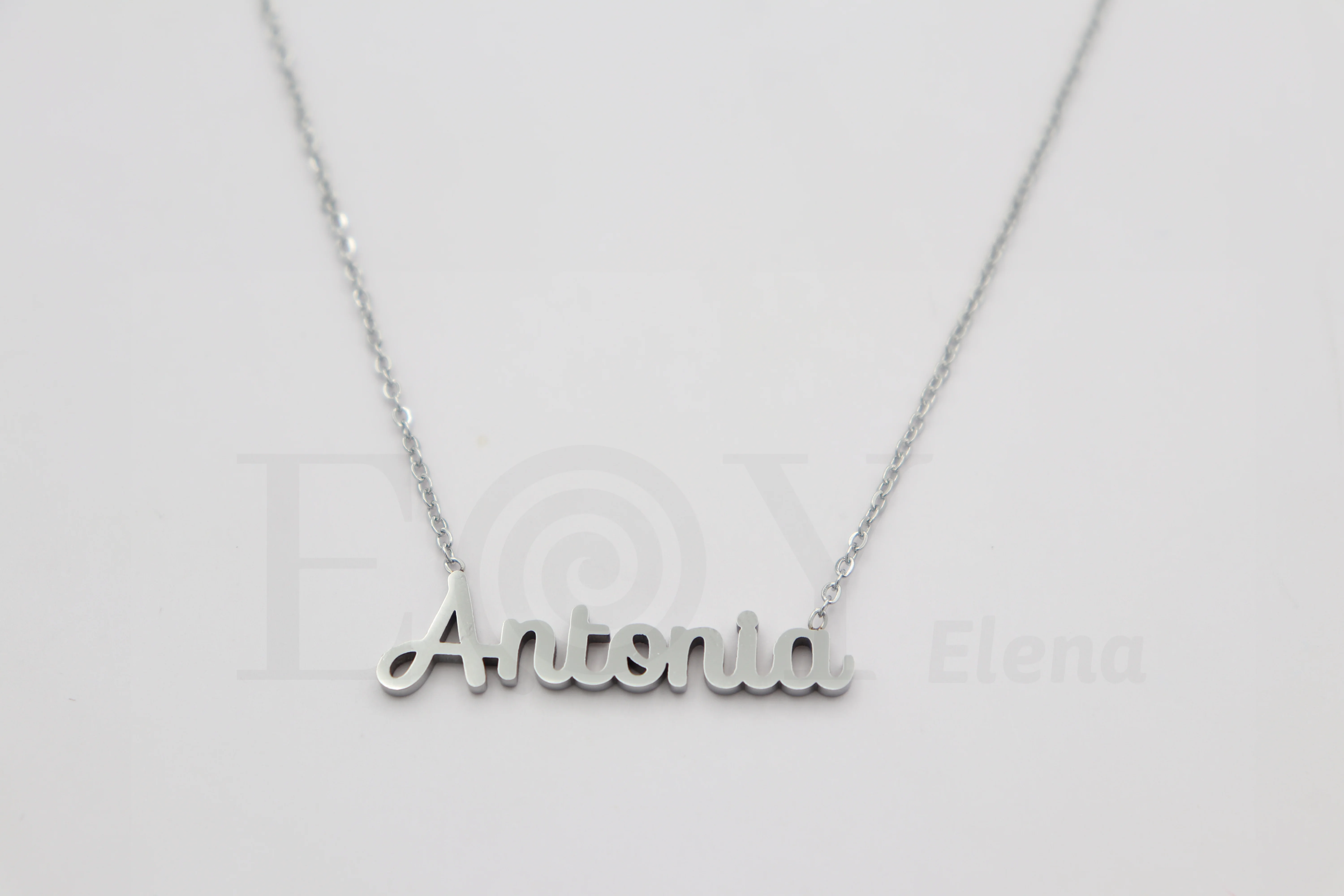 Collar De Acero Inox Con Nombre De Antonia Color Plata Alta Calidad Envió Desde España