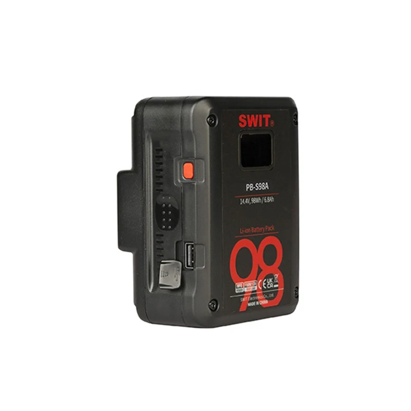 SWIT PB-S98A 98Wh Multi-sockets Square Gold Mount Digital Battery For Cine-cameras, Max 150W, 12A Load, 2× D-tap Output Sockets