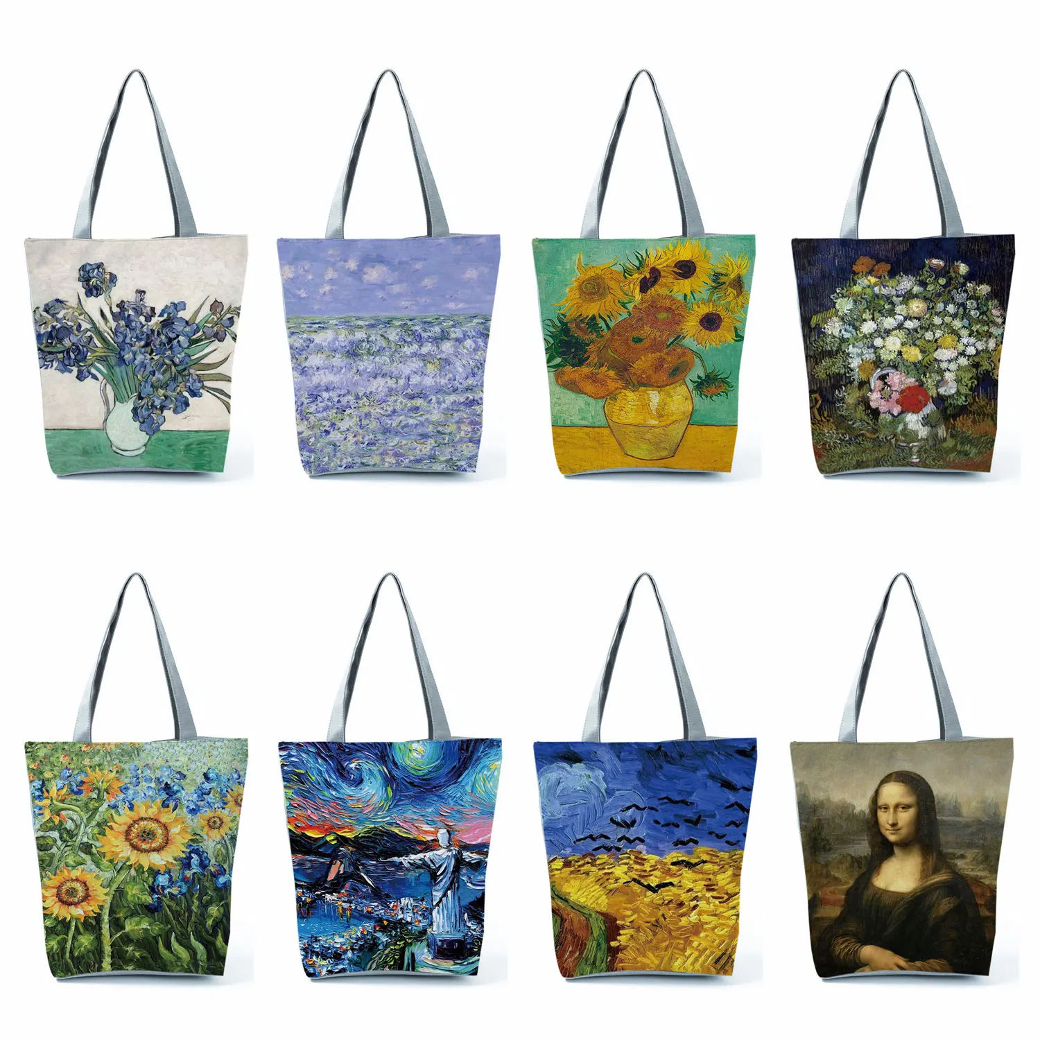 

New Van Gogh Oil Painting Canvas Tote Bag Retro Art Fashion Travel Bag Women Leisure Eco Shopping High Quality Foldable Handbags