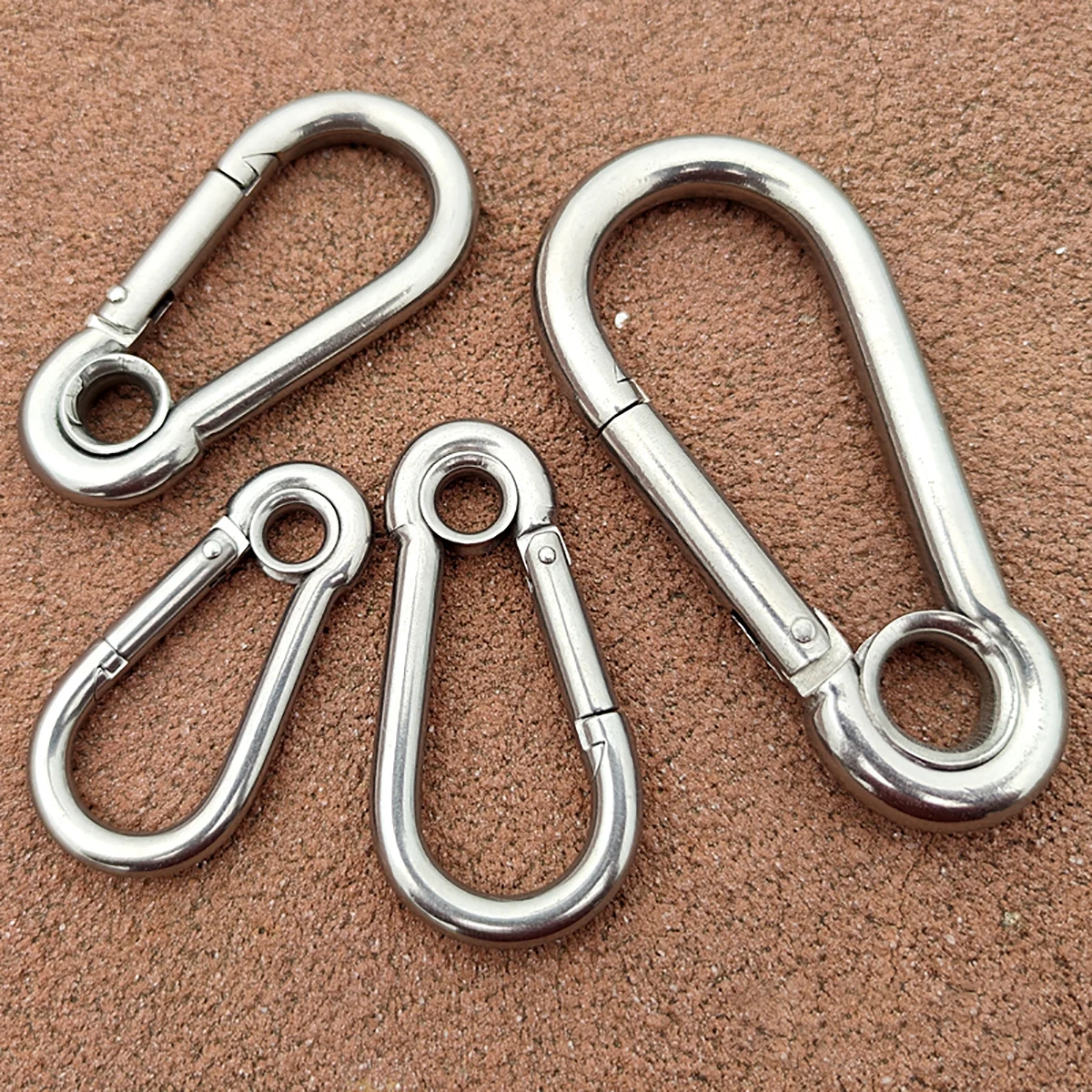 1Pcs 304 316 Stainless Steel Carabiner Carbine Snap Hook with Eyelet Spring Buckle Key Ring M4 M5 M6 M7 M8 M9 M10 M11 M12 M14