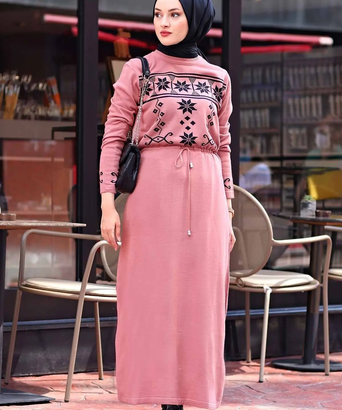 

TUGBA Knitwear Ethnic Pattern Dress Muslim women dresses for women Muslim long dress Muslim women turkey