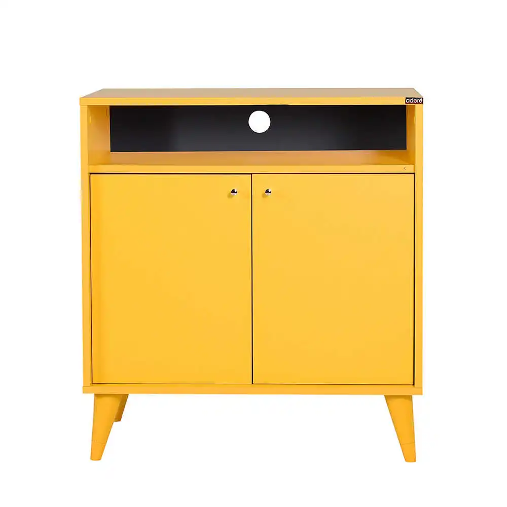 Yellow Wooden Wardrobe Bookshelf Organizer Hanger Wardrobe Storage Stylish Modern TV Unit Dresser For Kids Furniture