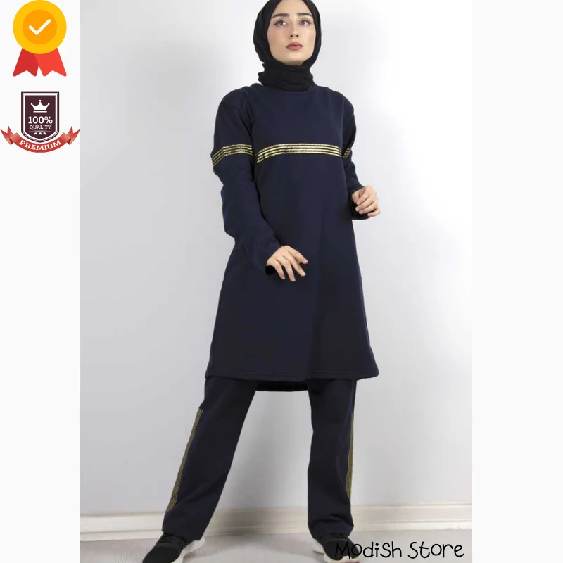 Survêtement Double Sport pour femmes musulmanes, ensembles d'hiver et d'automne, vêtements islamiques, arabes, dubaï, Abaya, turcs, 2021