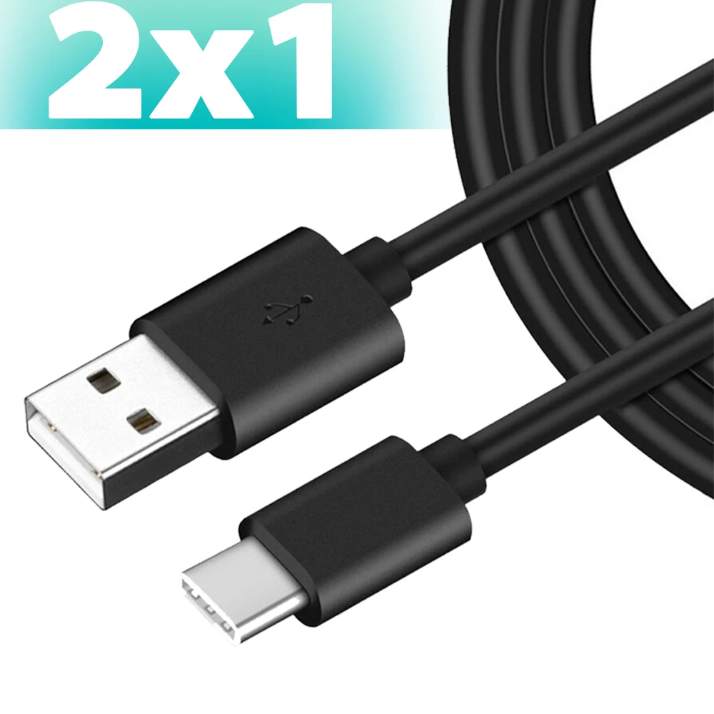 Type-c cable for Mobile smartphone and tablet 1 Meter usb Type-c cable compatible with Quick Charge pack of 2 USB-C cables 2x1