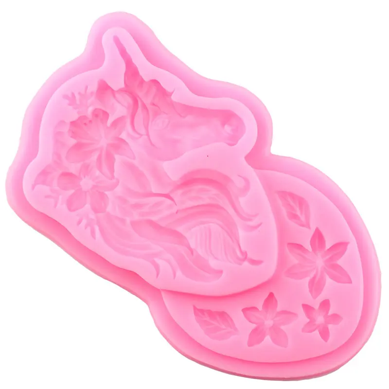 Stampo in Silicone unicorno Baby Birthday Cupcake Topper stampo per fondente strumenti per decorare torte biscotti Candy stampi per cioccolato in