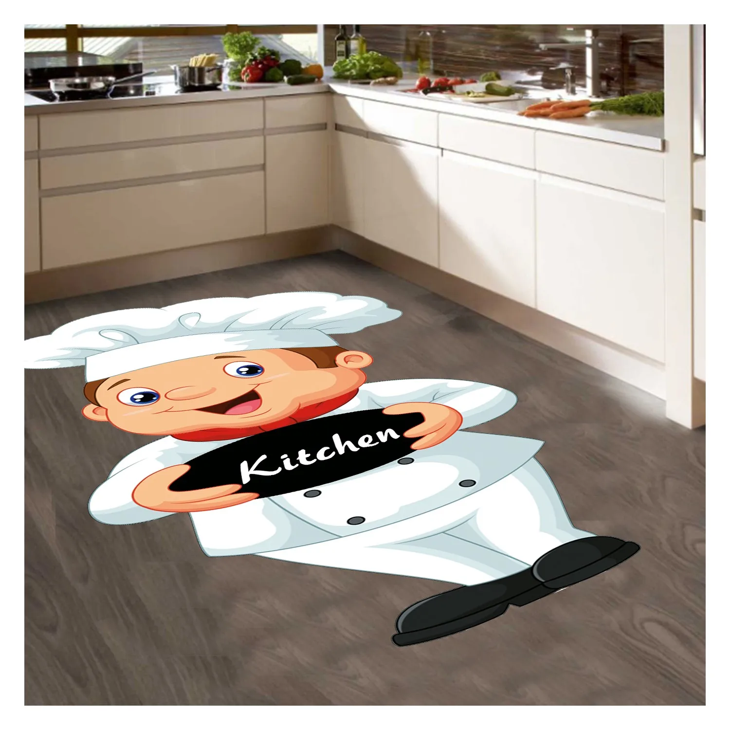 Aşçı Design Kitchen Rug Laser-Cut Thick Stitching Easy To Clean Non-Slip Outsole Synthetic Leather Washable Carpet