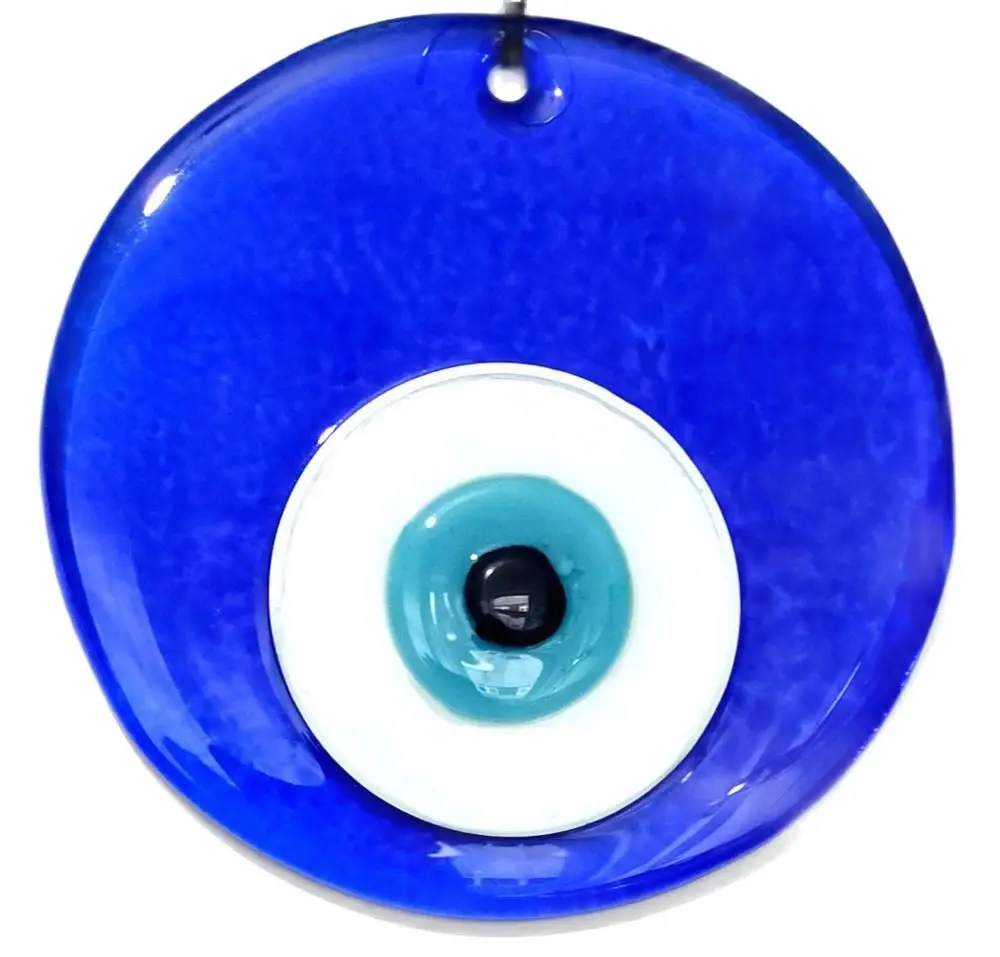 Transparent Blue Handmade Glass Evil Eye Bead Wall Ornament