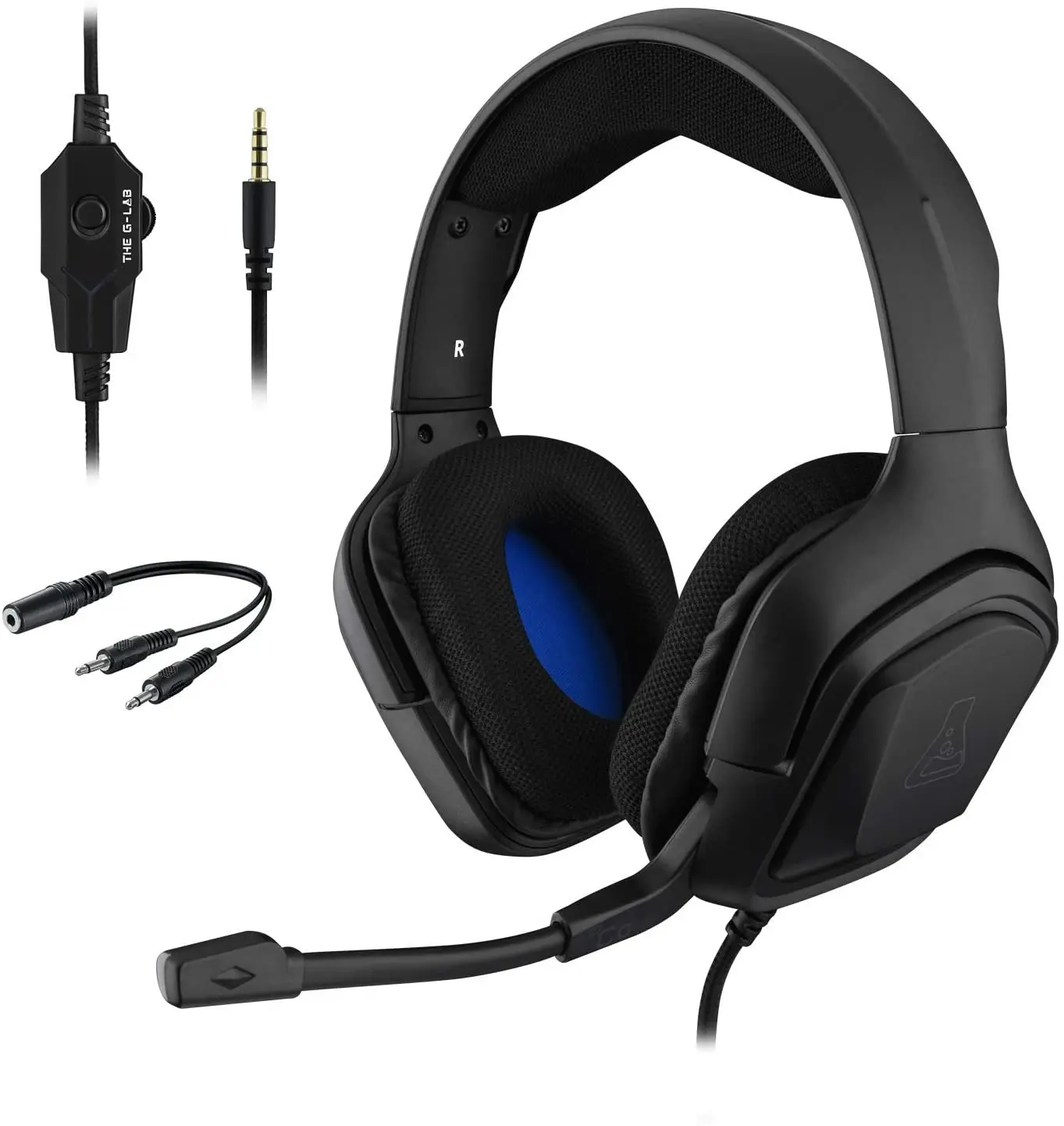 The G-Lab Korp Cobalt headset headband 3,5mm wired video game headset stereo surround sound headphones with microphone for computer PS4 Xbox One Gaming