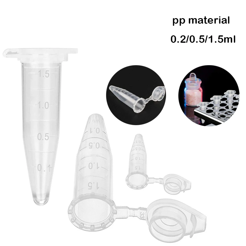 

50pcs 0.2/0.5/1.5ml Home Garden Storage Clear Plastic Bottles Centrifuge Tube Transparent Bottles Container With Cap