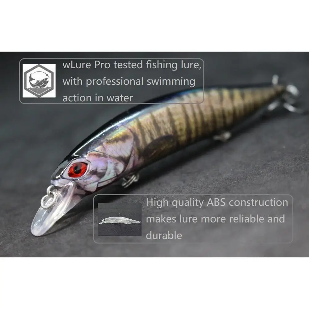wLure Fishing Lure 20g 13cm Slow Floating Jerkbait Lifelike Painting Cutting Blade Treble Hooks Weight Transfer Minnow HM401