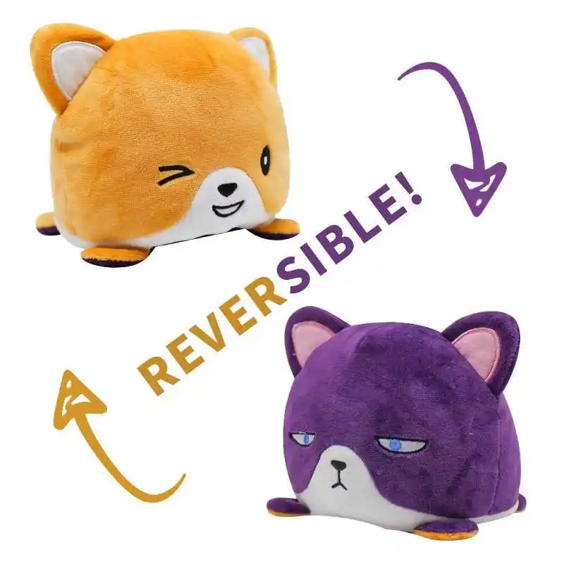 Reversible plush 15cm. Stuffed animals. Reversible stuffed dog. Double-sided plush. Ideal for gift