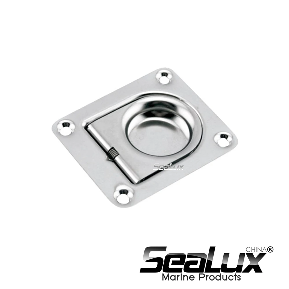 Sealux Marine Grade Stainless Steel Spring Loaded Flush Lift Handle for storage Boat Yacht Fishing