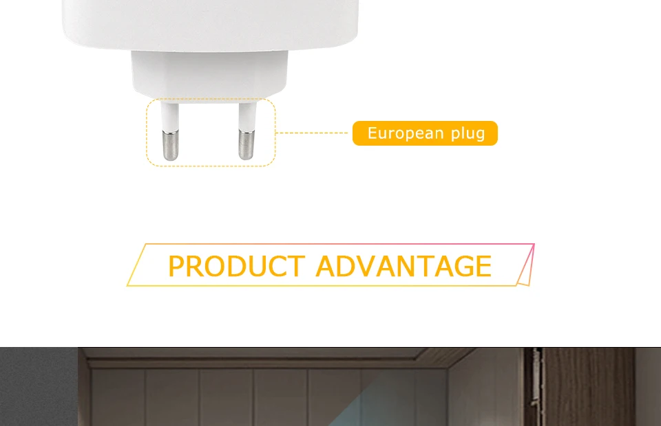 LED Night Light Motion Sensor Light 220V EU Plug In Smart Motion Sensor Light Warm and White Light Dual Color Night Lamp
