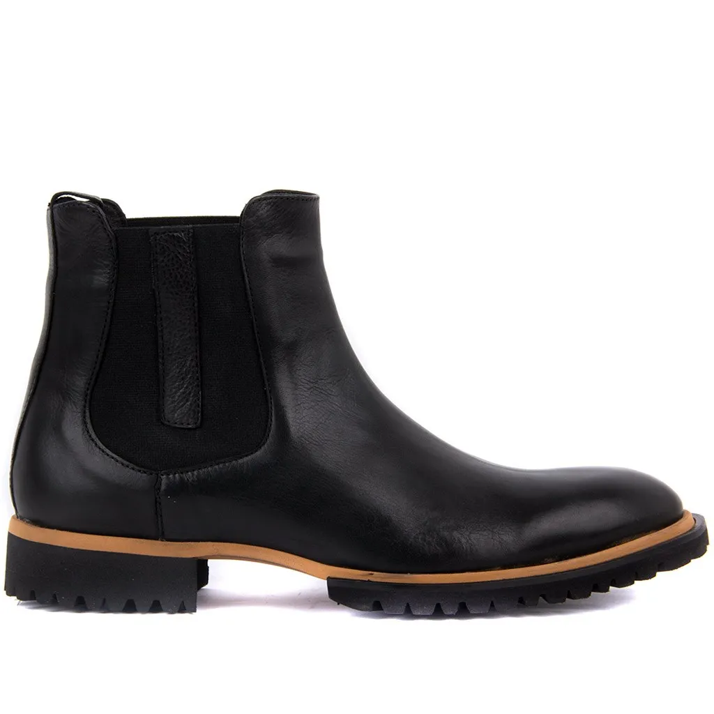 Botas de couro para homem preto