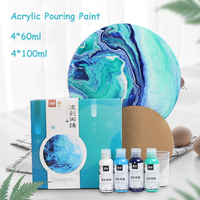 60ml 100ml High Flow Acrylic Fluid Pouring Paint Set No Mixing Needed Art Supplies for Canvas,Glass,Paper,Wood,Tile,and Stones