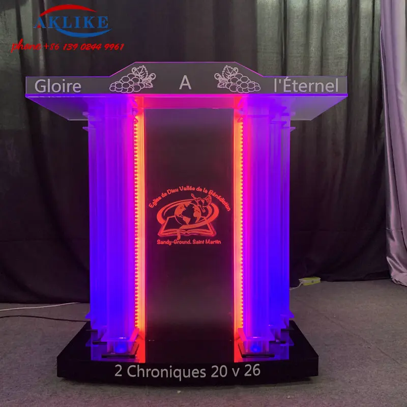 AKLIKE Modern Podium Acrylic Church Pulpit Light Design Pulpit Theater Exhibition Platform Furniture Free Shipping