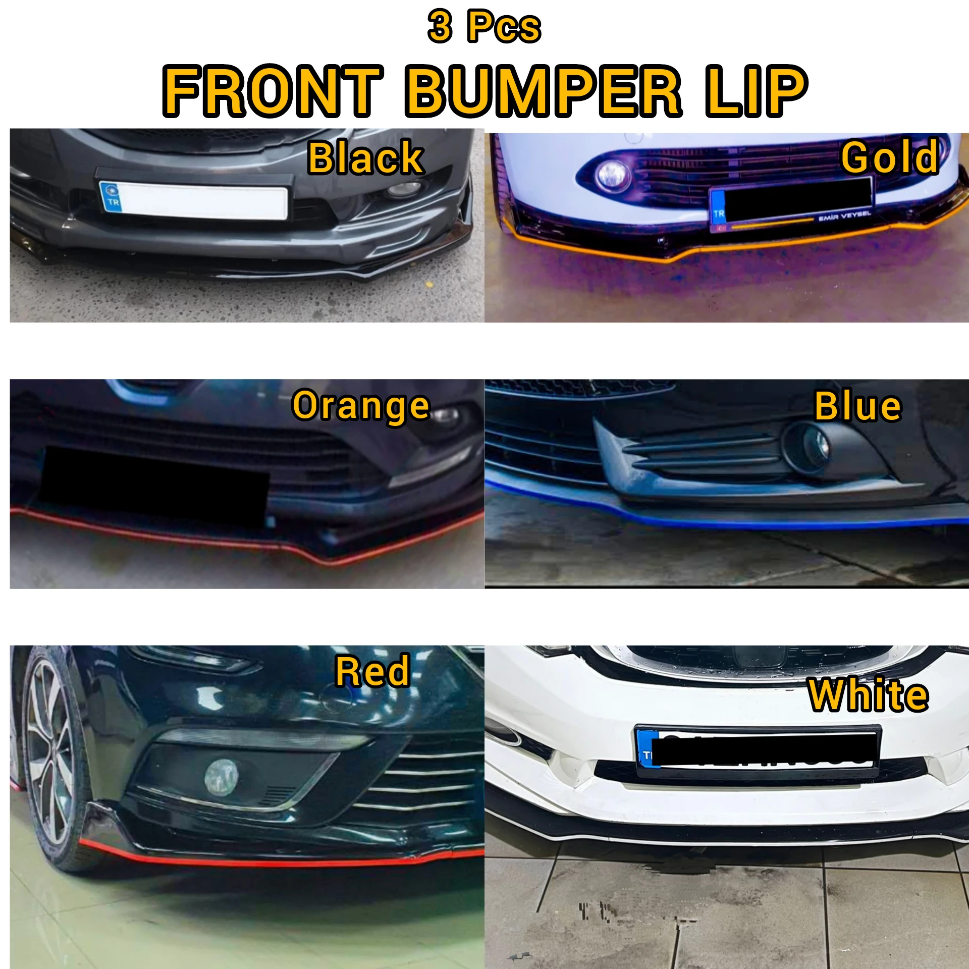 3 Pcs Front Bumper Lip For Fiat Egea Tipo Body Kit Car Accessories Spoiler Splitter Diffuser Flap Sport Bumper Exterior Parts